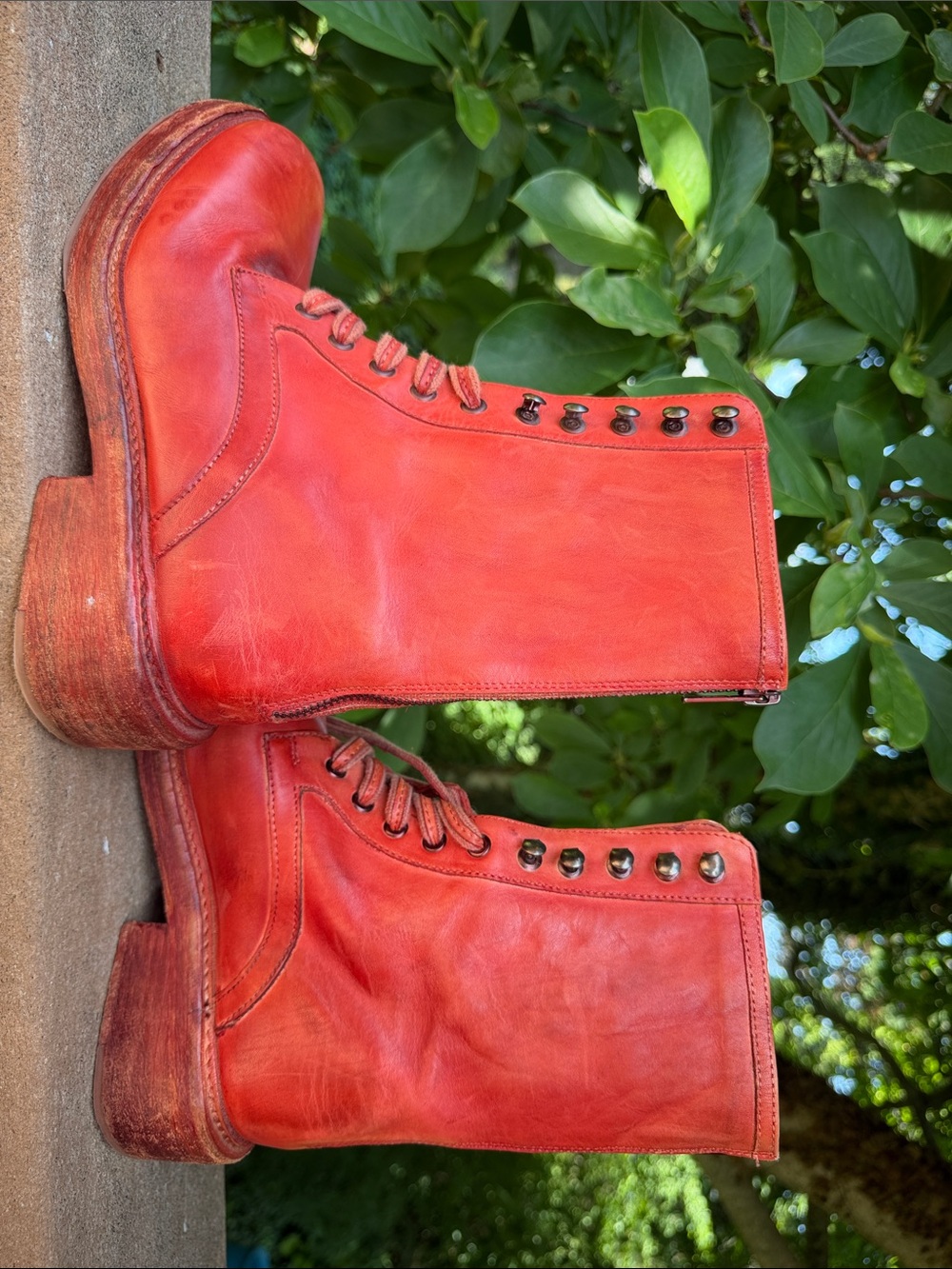 Free People Red Leather Combat Boots - Picture 6 of 6